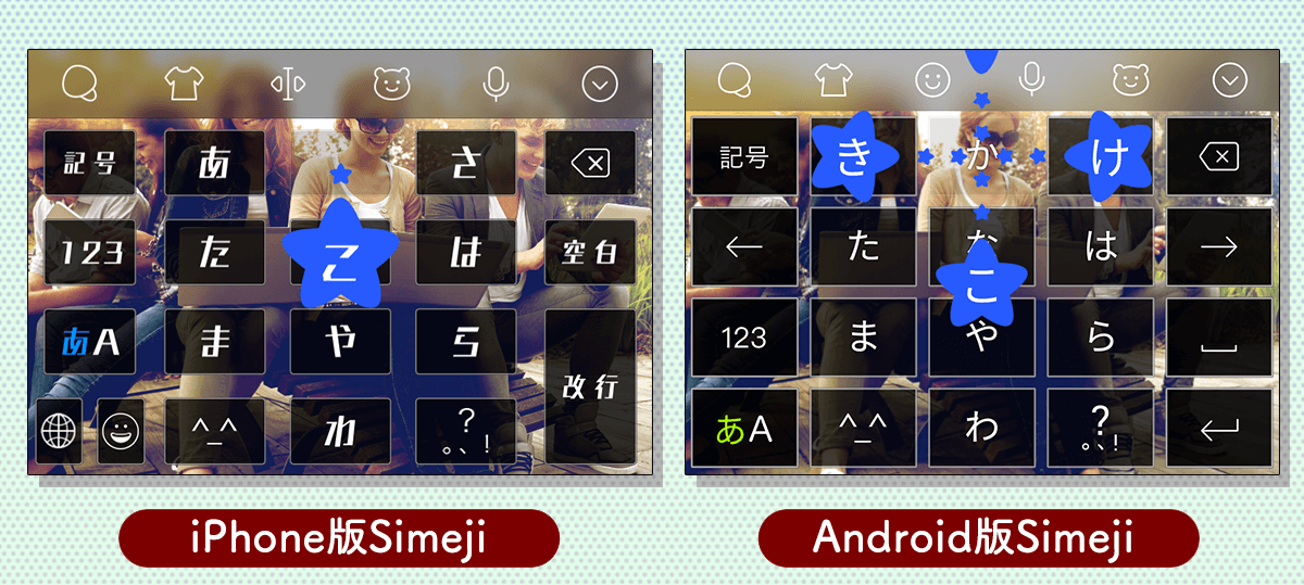 四角いフレームがついたボタンを使用した写真きせかえ